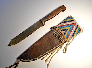 Blackfoot Beaded Sheath and Trade Knife circa 1880