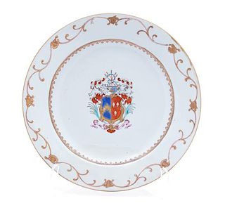 A Chinese Export Armorial Porcelain Plate