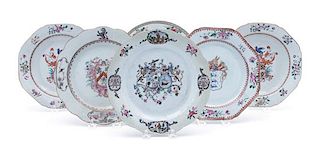 Six Chinese Export Porcelain Armorial Plates