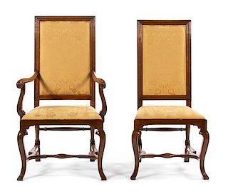 Set of Ten Queen Anne Style Walnut Dining Chairs