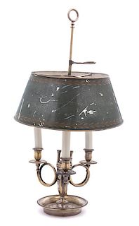 Louis XVI Style Tole and Brass Bouillotte Lamp