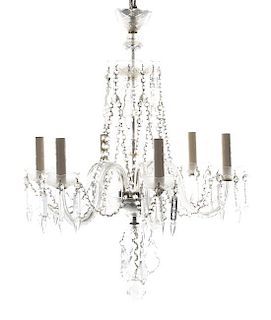 A George III Style Cut and Molded Glass Six-Light Chandelier