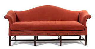 A George III Style Mahogany Camelback Sofa