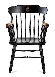 A Sweet Briar College Stenciled and Ebonized Armchair
