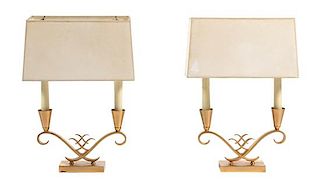 A Pair of Art Deco Style Gilt-Metal Lamps