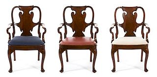 An Assembled Set of Nine George II Style Mahogany Armchairs