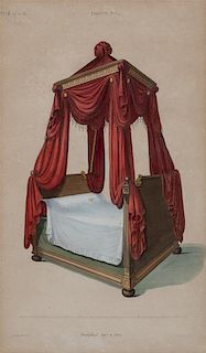 A Set of Four Colored Engravings of Beds