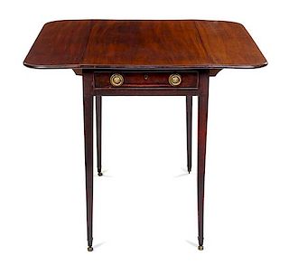 A George III Mahogany Pembroke Table Height 28 x width 18 x depth 31 1/2 inches (closed).