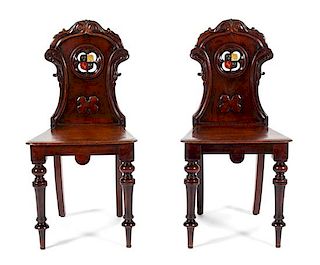 Pair of William IV Style Mahogany Hall Chairs