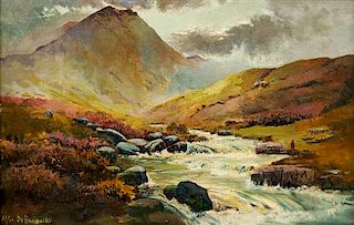 Alfred De Breanski, (British, 1852-1928), Two Works; Untitled (Scottish Landscape with Rushing River), and Scottish Landscape
