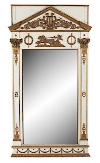 A Continental Empire Parcel-Gilt and Painted Mirror