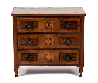 An Italian Neoclassical Style Fruitwood Miniature Chest of Drawers