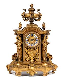 A Rococo Style Gilt-Bronze Mantel Clock