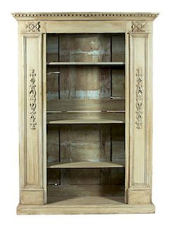 A Louis XVI Style Carved and Painted Bibliotheque Height 91 x width 65 1/2 x depth 19 inches.