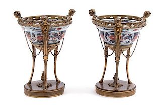 A Pair of French Gilt-Bronze-Mounted Chinese Imari Porcelain Coupes