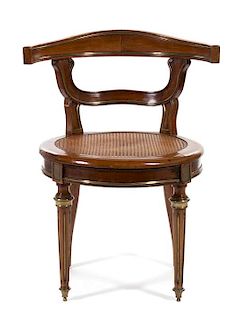 A Louis XVI Brass-Mounted Mahogany Desk Chair