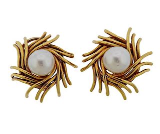 Tiffany &amp; Co Schlumberger 18k Gold Pearl Earrings