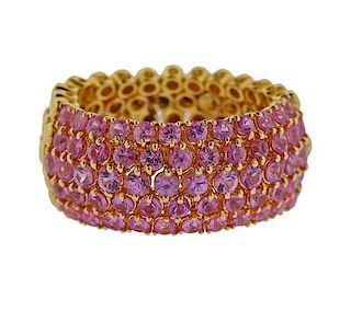 18K Gold Pink Sapphire Flexible Band Ring