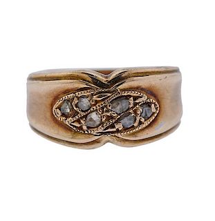 Antique 14K Gold Rose Cut Diamond Band Ring