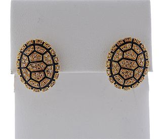 Roberto Coin Turtle Cognac Diamond 18k Gold Earrings 
