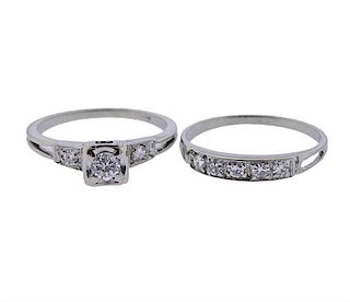 14K Gold Diamond Bridal Ring  Set