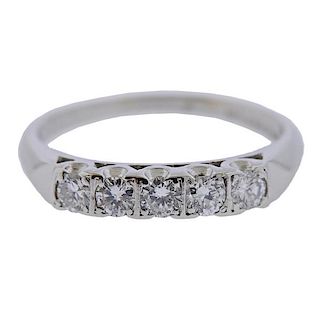 Platinum Diamond 5 Stone Wedding Band Ring