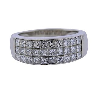 Platinum Princess Cut Diamond Band Ring