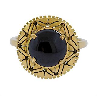 14K Gold Black Star Sapphire Ring