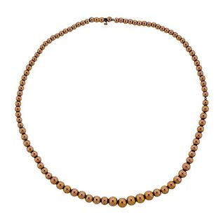  Graduated 14K Gold Bead Necklace