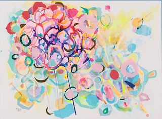Michelle Droll (b. 1970) Bubbling, 2015, Watercolor, gouache, acrylic, colored pencil and collage on paper,