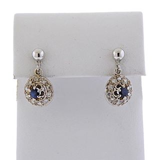 14K Gold Diamond Sapphire Earrings