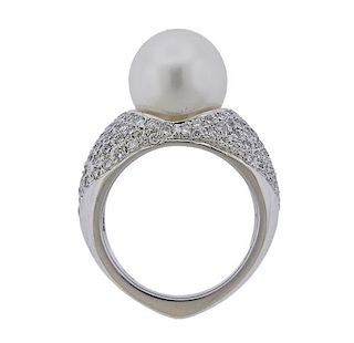 18k Gold Diamond South Sea Pearl Ring 