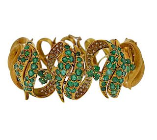 18k Gold Diamond Emerald Bracelet 