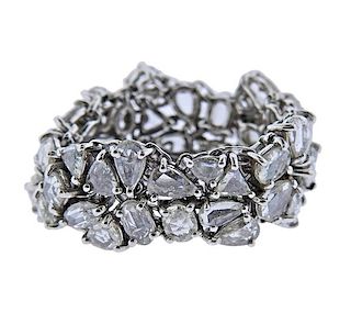 18k Gold Rose Cut Diamond Flexible Band Ring 