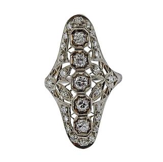 Art Deco Platinum Diamond Filigree Ring