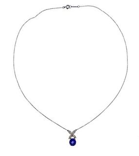Tiffany &amp; Co Victoria Platinum Diamond Blue Stone Necklace