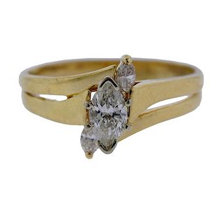 14k Gold Marquise Diamond Engagement Ring 
