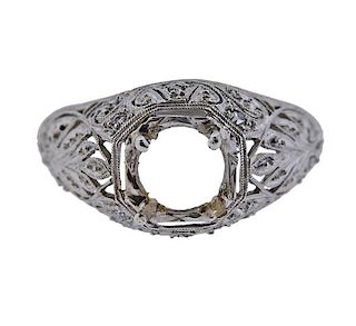 Platinum Filigree Diamond Engagement Ring Setting 