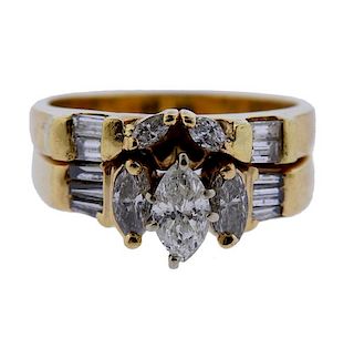 14k Gold Diamond Bridal Ring Set 