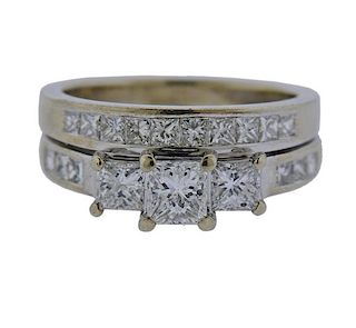 14k Gold Diamond Engagement Bridal Ring Set 