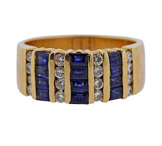 14k Gold Diamond Sapphire Half Band Ring 