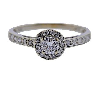 18k Gold Diamond Engagement Halo Ring 