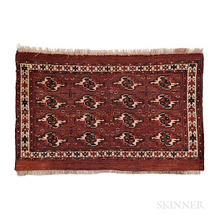 Karadashli Chuval, Central Asia, first half 19th century, part cotton wefts, 2 ft. 5 in. x 3 ft. 10 in.