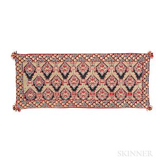 Embroidered Cushion, Sweden, c. 1820, 1 ft. 6 in. x 3 ft. 8 in.