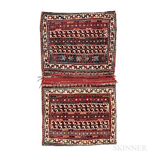 Qashqai Saddlebags, Iran, c. 1900, complete pile, 3 ft. 3 in. x 1 ft. 10 in.   Provenance:  The Cadle Collection.