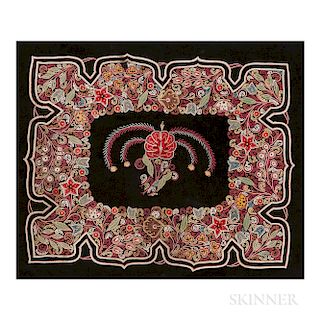Rescht Embroidered Pillow, Iran, c. 1890, 1 ft. 9 in. x 2 ft. 2 in.