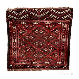 Chaudor Turkoman Bagface, Central Asia, c. 1900, 2 ft. 10 in. x 3 ft. 1 in.  Provenance:  The Cadle Collection.