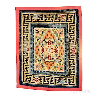 Tibetan Mat, western China, c. 1900, 2 ft. 6 in. x 2 ft.   Provenance:  The Cadle Collection.