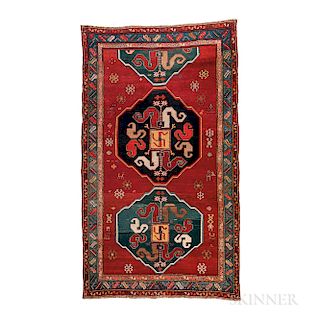 "Cloudband" Kazak Rug, Caucasus, c. 1900, 8 ft. 7 in. x 4 ft. 11 in.  Provenance:  The Cadle Collection.