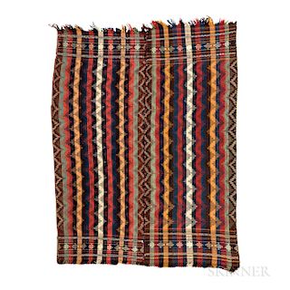 Qashqai Flatweave Cover, southwestern Iran, c. 1900, 8 ft. 5 in. x 6 ft. 6 in.   Provenance:  The Cadle Collection.